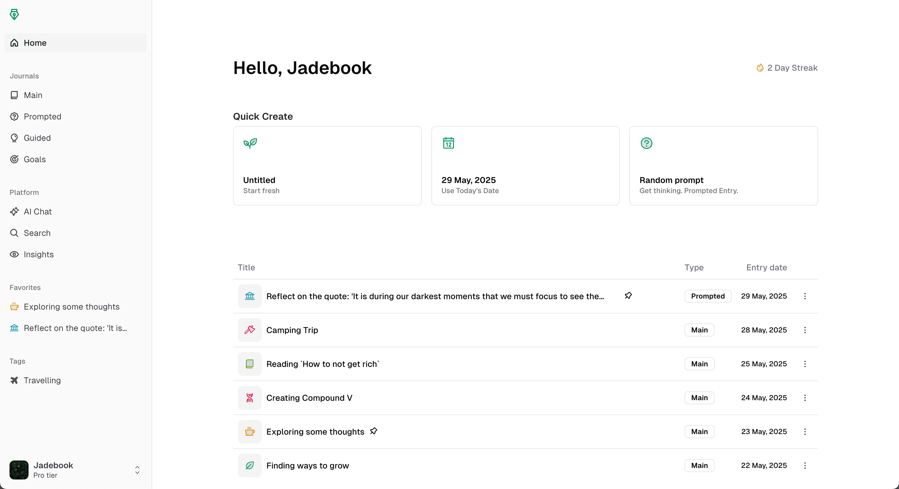 App homepage