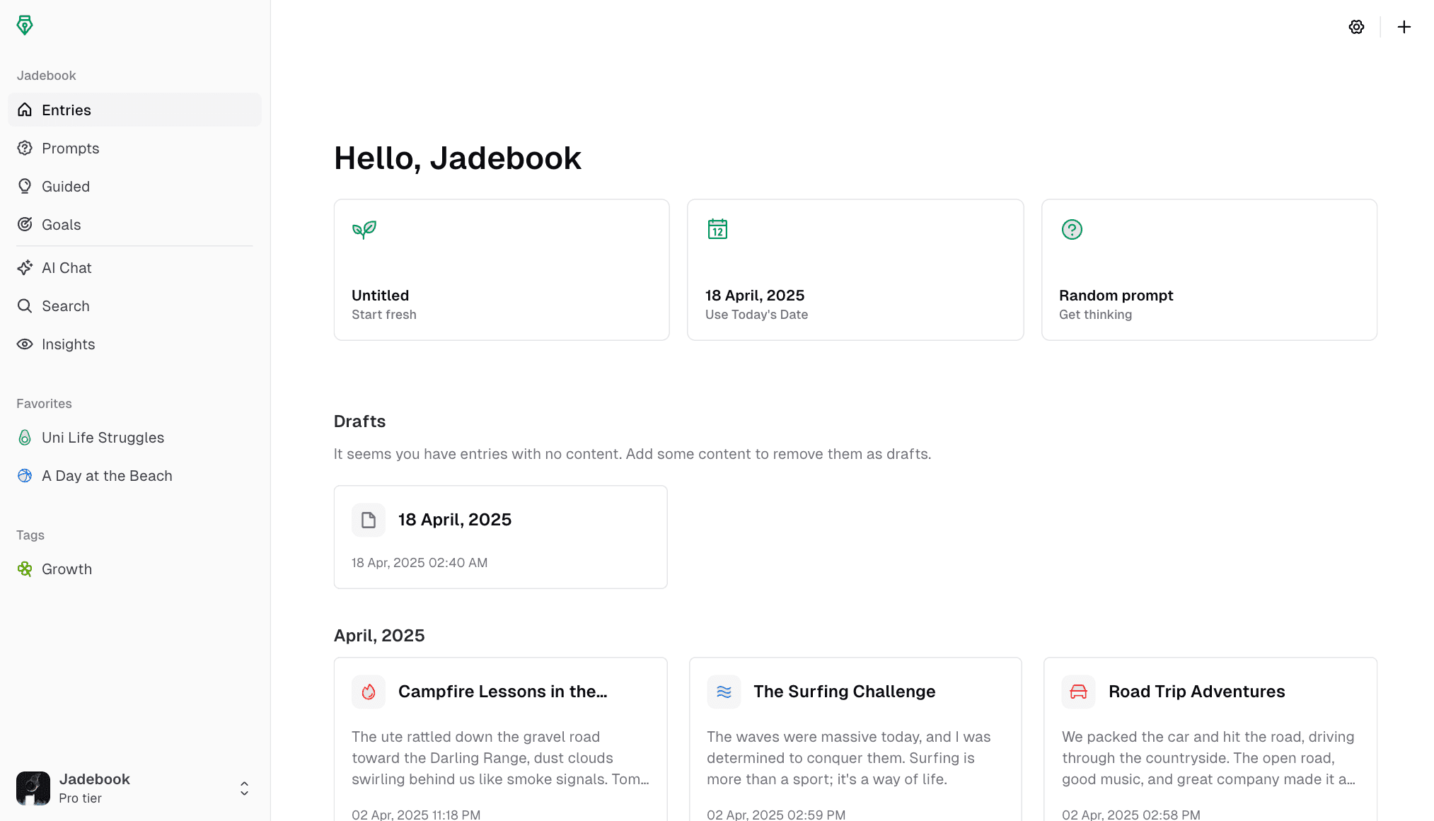 App homepage