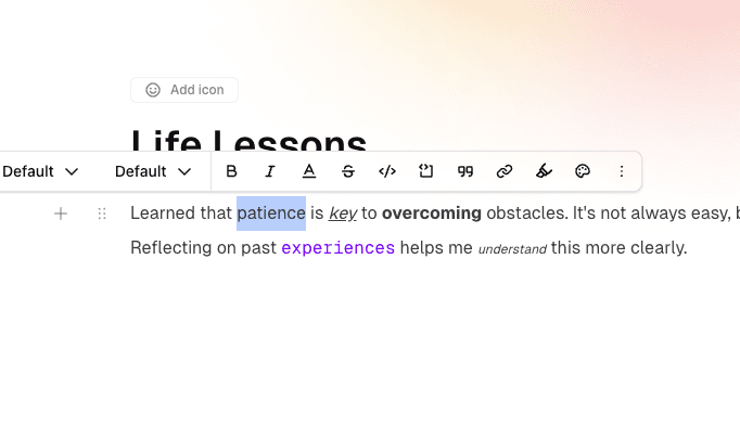 Rich text editor interface